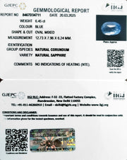 6.45/CT Natural Blue Sapphire With Govt Lab Certificate